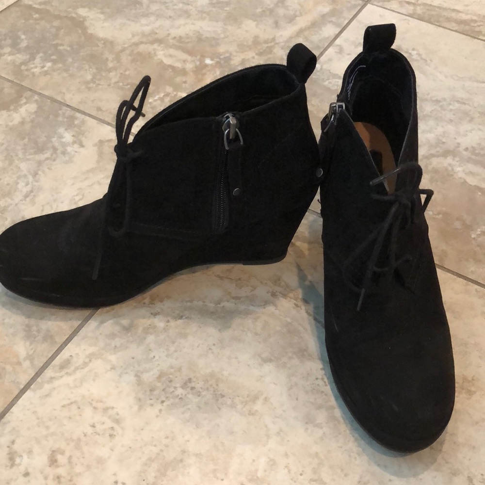Black suede wedges